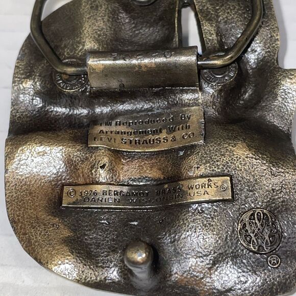 Vintage Levi Strauss Jeans Company SF Cal Belt Buckle 1976 Bergamot Brass Works - Picture 10 of 14